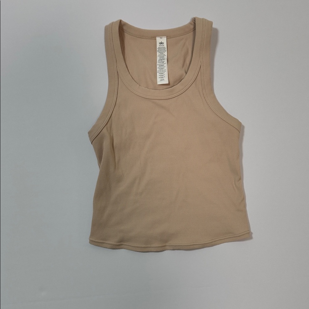 ALO S Tan Ribbed Sleeveless Top - Picture 2 of 3